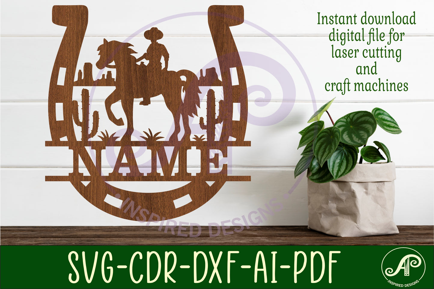 Rodeo Horse shoe shape name sign SVG / DXF / AI / PDF / CDR