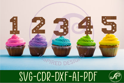 Star numbers topper designs SVG / DXF / AI / PDF / CDR