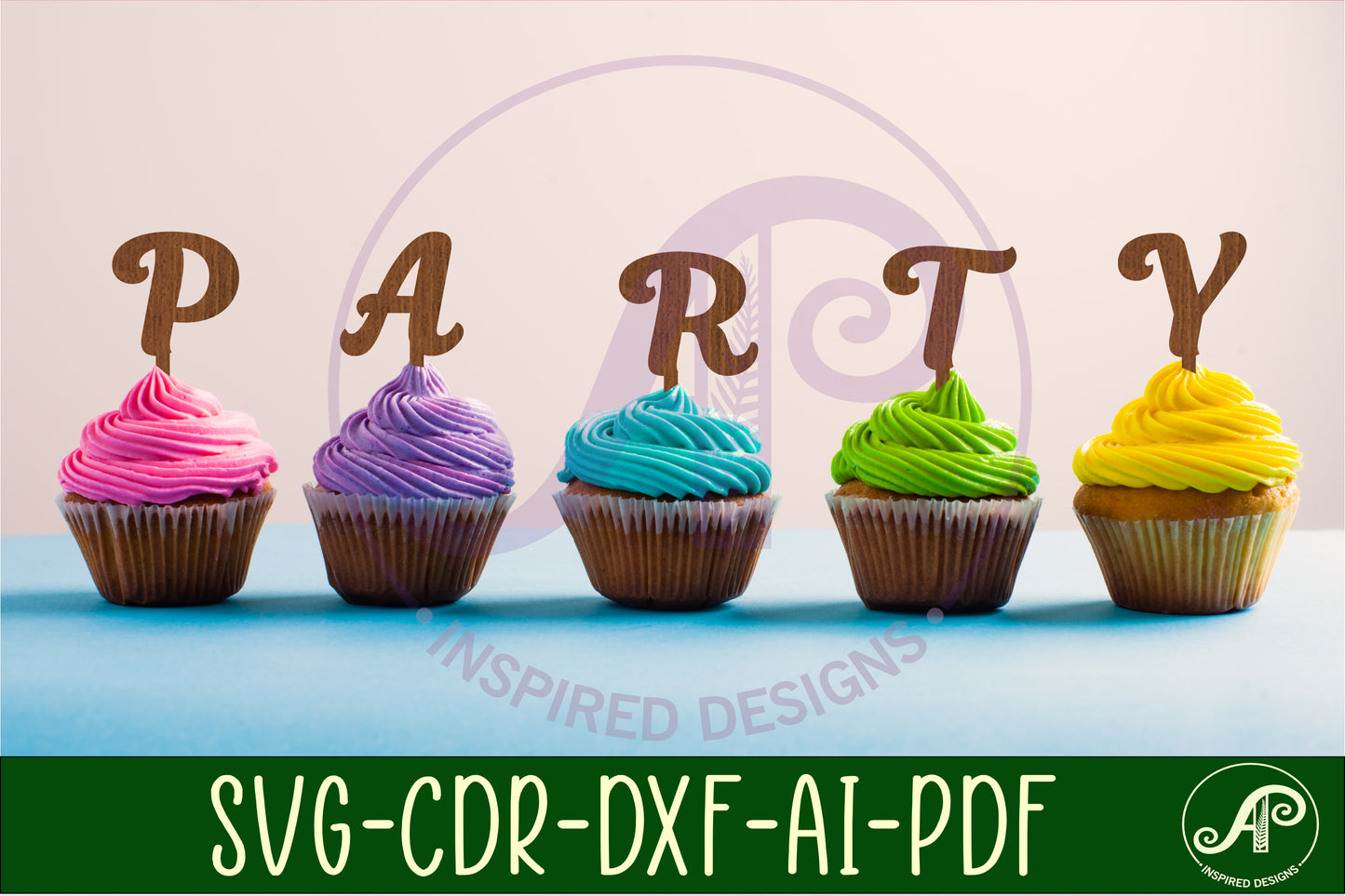 Girly alphabet cupcake topper designs SVG / DXF / AI / PDF / CDR