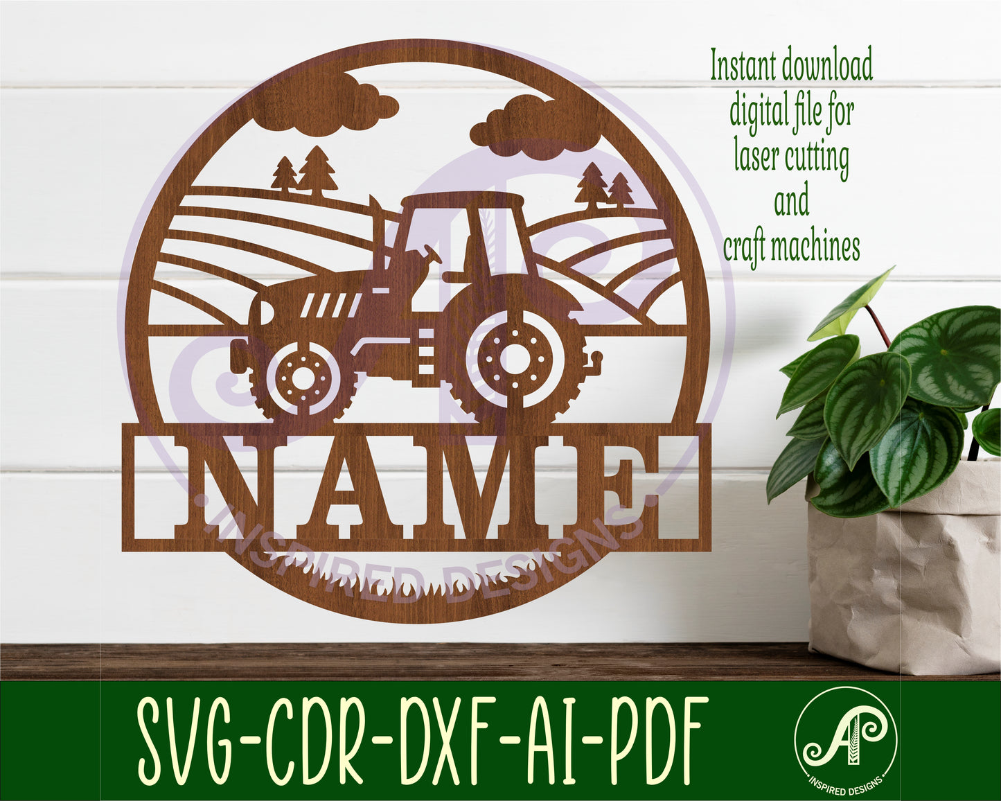 Tractor name wall sign. SVG / DXF / AI / PDF / CDR