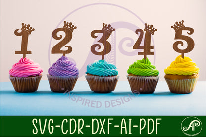 Crown number topper designs SVG / DXF / AI / PDF / CDR