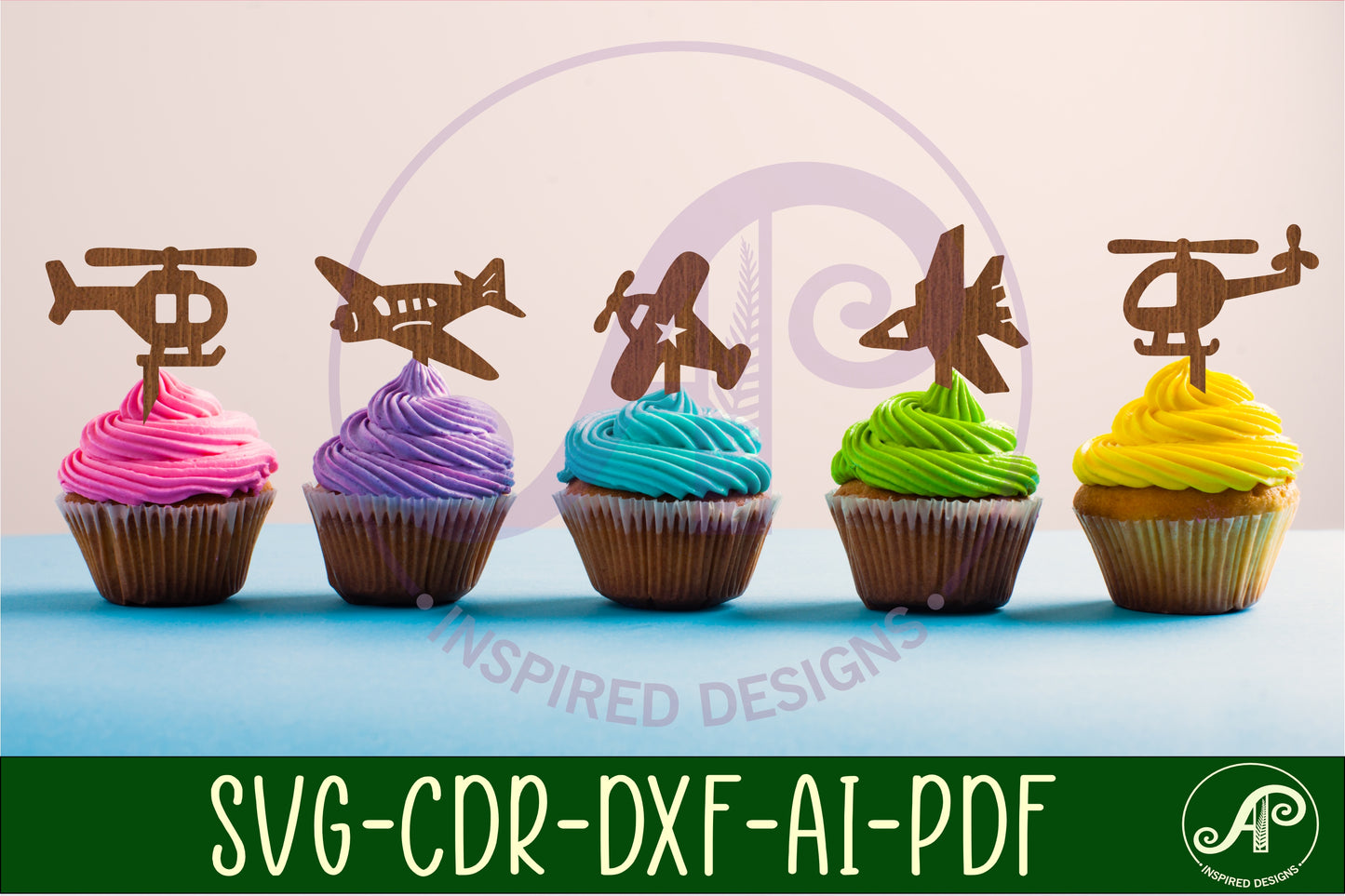 Plane cupcake topper design SVG / DXF / AI / PDF / CDR