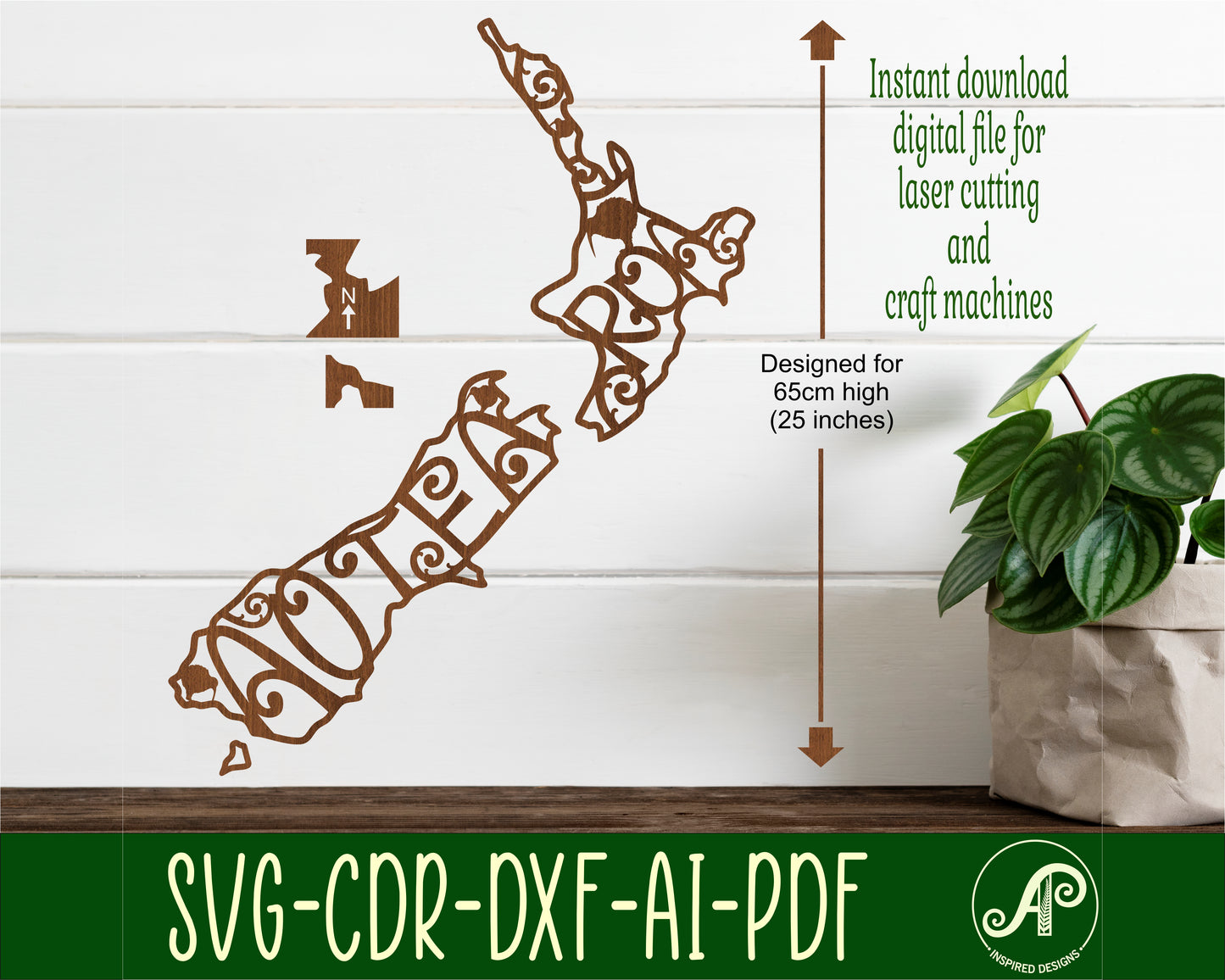 Aotearoa NZ outline wall sign design SVG / DXF / AI / PDF / CDR