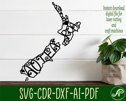 Aotearoa NZ outline wall sign design SVG / DXF / AI / PDF / CDR