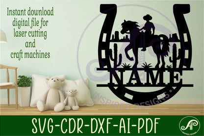 Rodeo Horse shoe shape name sign SVG / DXF / AI / PDF / CDR