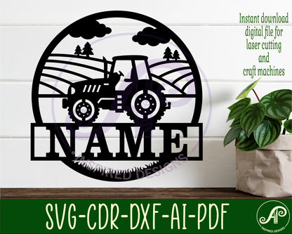 Tractor name wall sign. SVG / DXF / AI / PDF / CDR