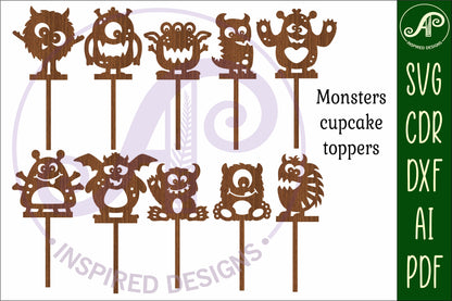 Monster cake topper design SVG / DXF / AI / PDF / CDR