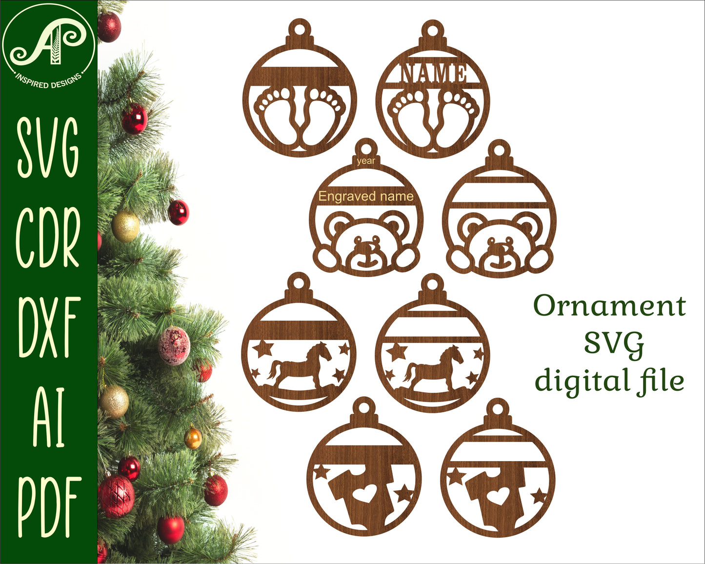 Baby's first Christmas ornament design SVG / DXF / AI / PDF