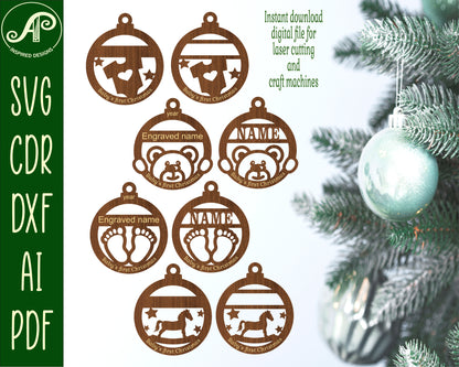 Baby's first Christmas ornament design SVG / DXF / AI / PDF