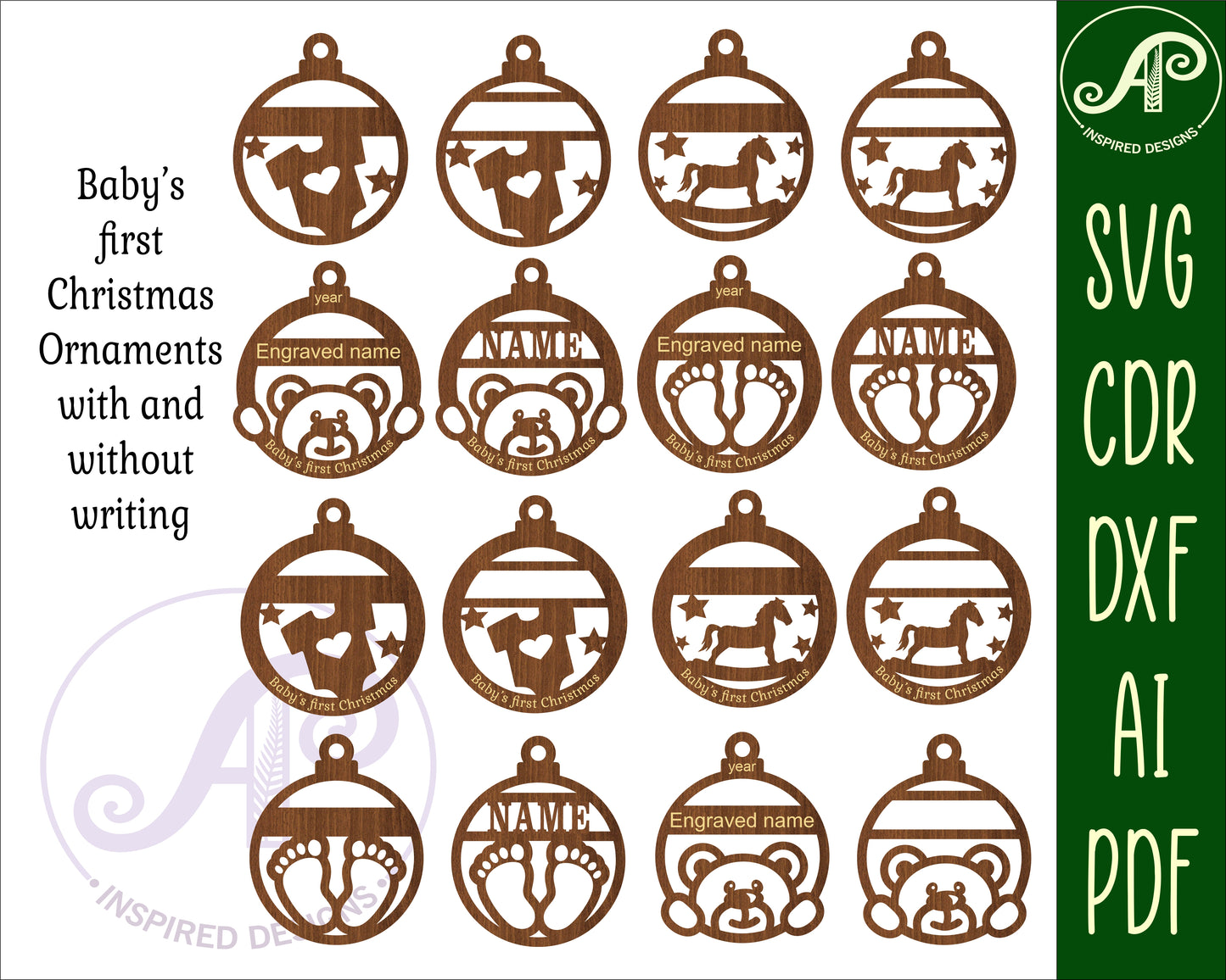 Baby's first Christmas ornament design SVG / DXF / AI / PDF