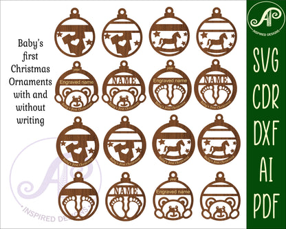 Baby's first Christmas ornament design SVG / DXF / AI / PDF