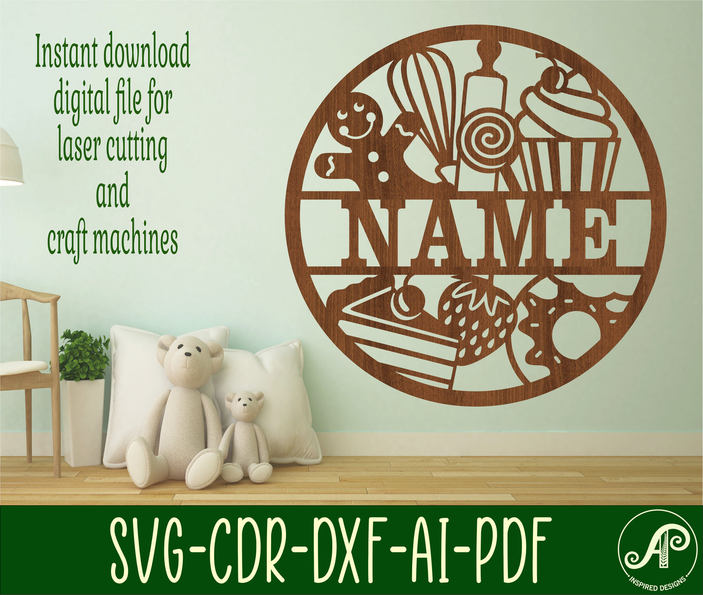 Baking name wall sign. SVG / DXF / AI / PDF / CDR