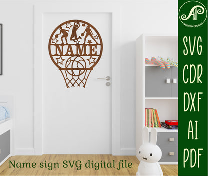 Basketball female name wall sign. SVG / DXF / AI / PDF / CDR