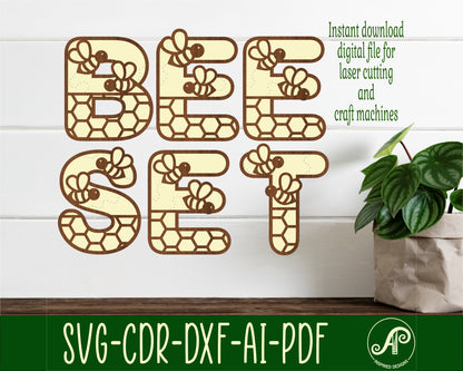 Bee hive alphabet letter set. 43 letter options