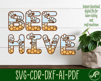 Bee hive alphabet letter set. 43 letter options