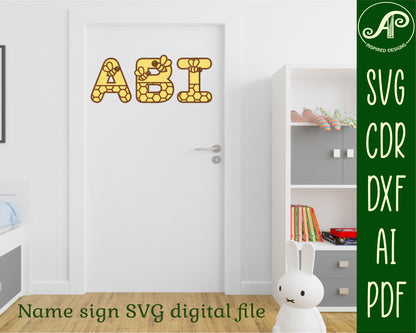 Bee hive alphabet letter set. 43 letter options