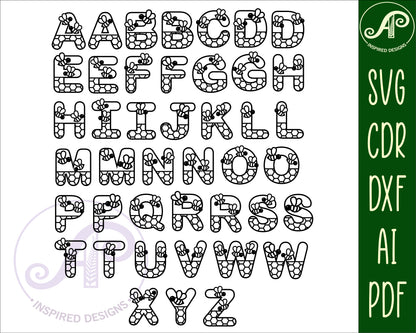 Bee hive alphabet letter set. 43 letter options