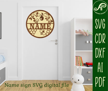 Bees name wall sign. SVG / DXF / AI / PDF / CDR