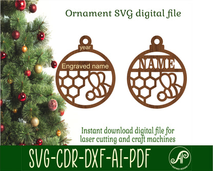 Bee ornament design SVG / DXF / AI / PDF