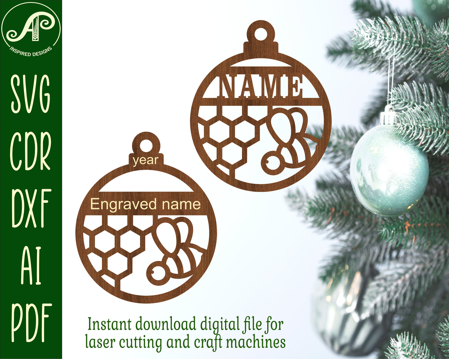 Bee ornament design SVG / DXF / AI / PDF