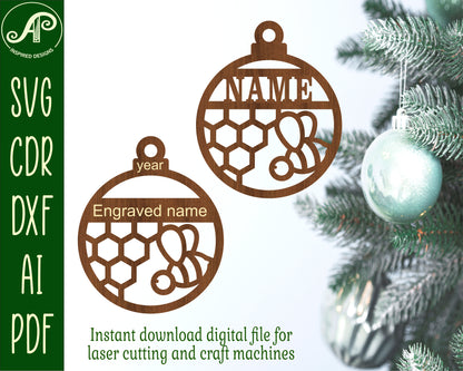 Bee ornament design SVG / DXF / AI / PDF