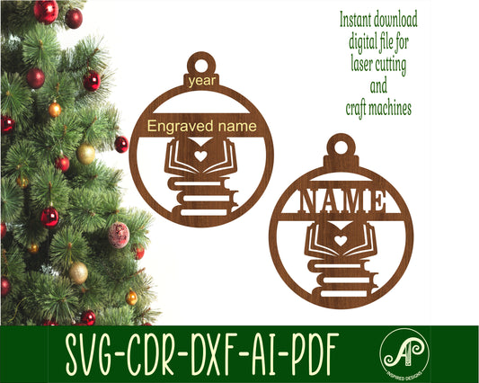 Book lovers ornament design SVG / DXF / AI / PDF