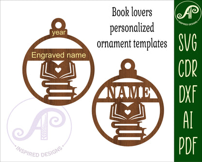 Book lovers ornament design SVG / DXF / AI / PDF