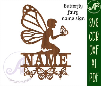 Butterfly fairy shape name sign SVG / DXF / AI / PDF / CDR