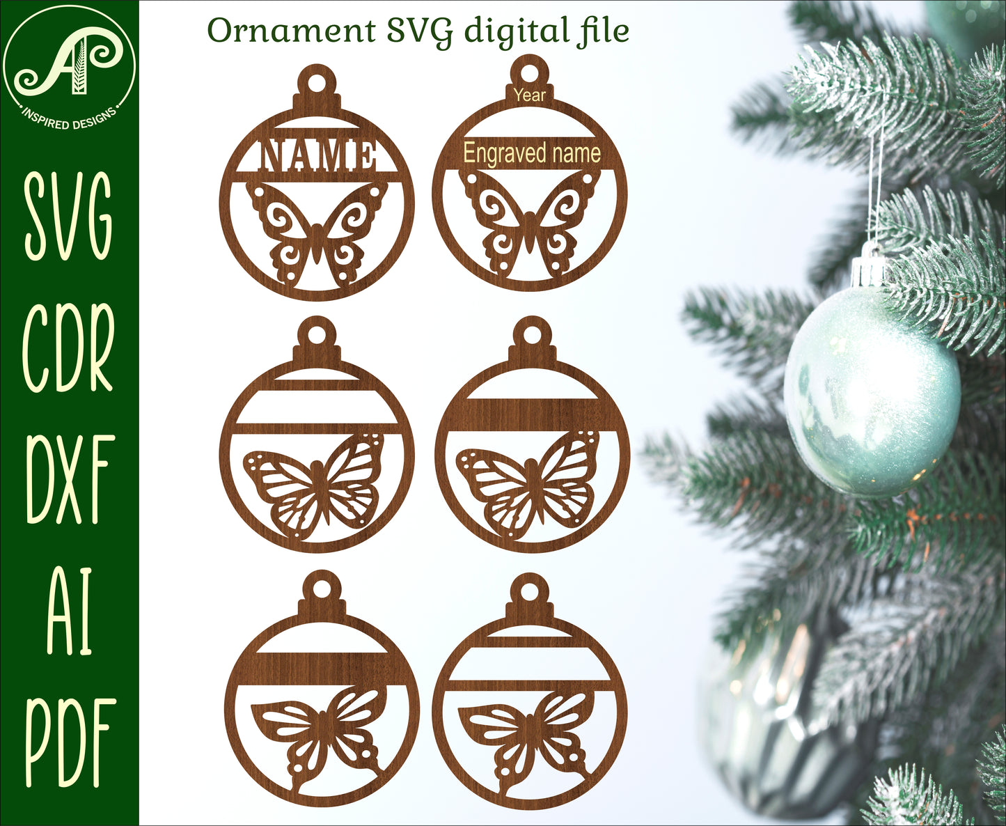 Butterfly ornament designs SVG / DXF / AI / PDF