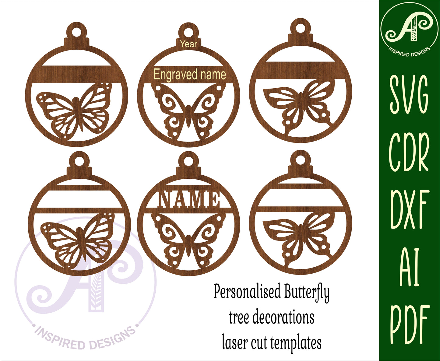 Butterfly ornament designs SVG / DXF / AI / PDF