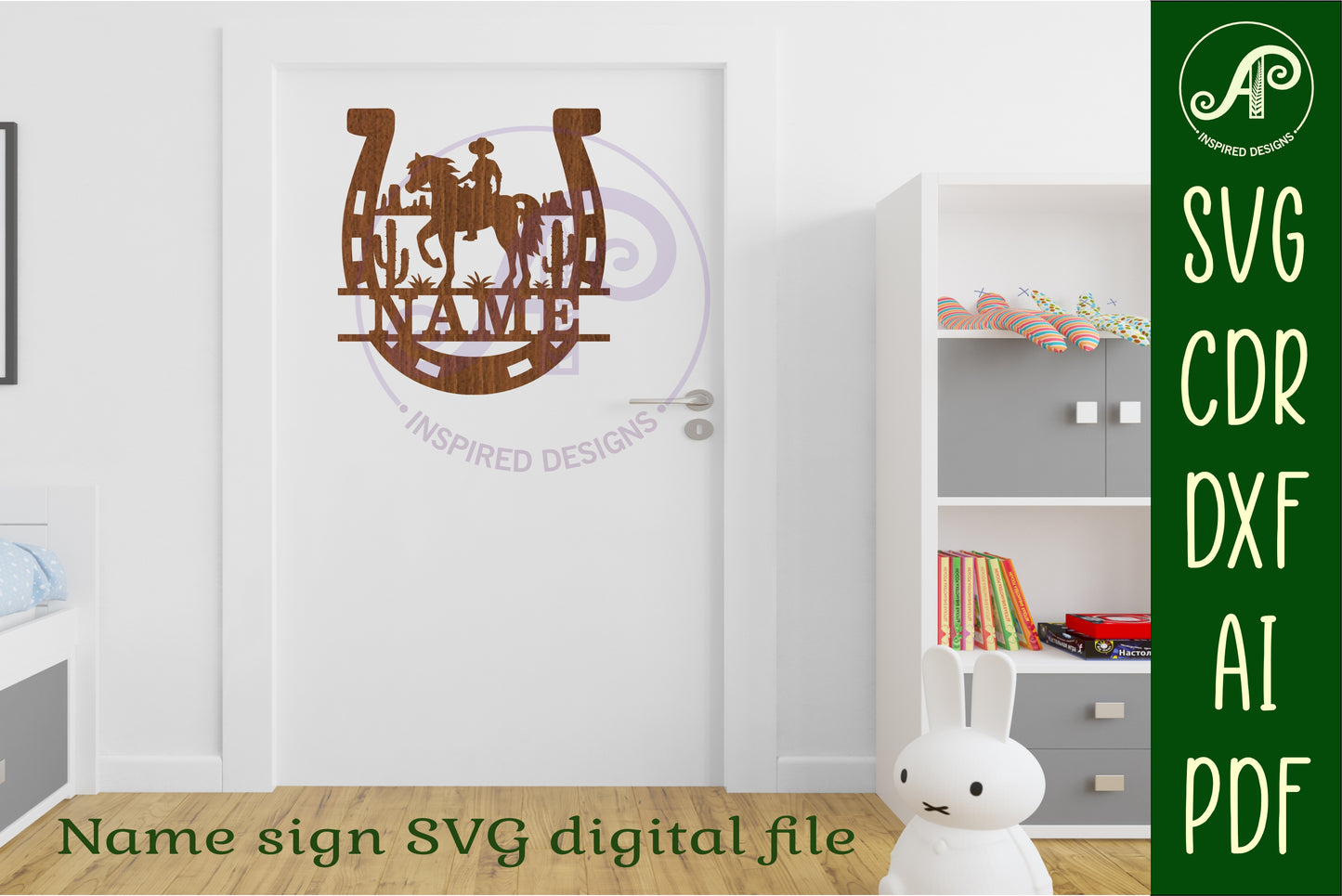 Rodeo Horse shoe shape name sign SVG / DXF / AI / PDF / CDR