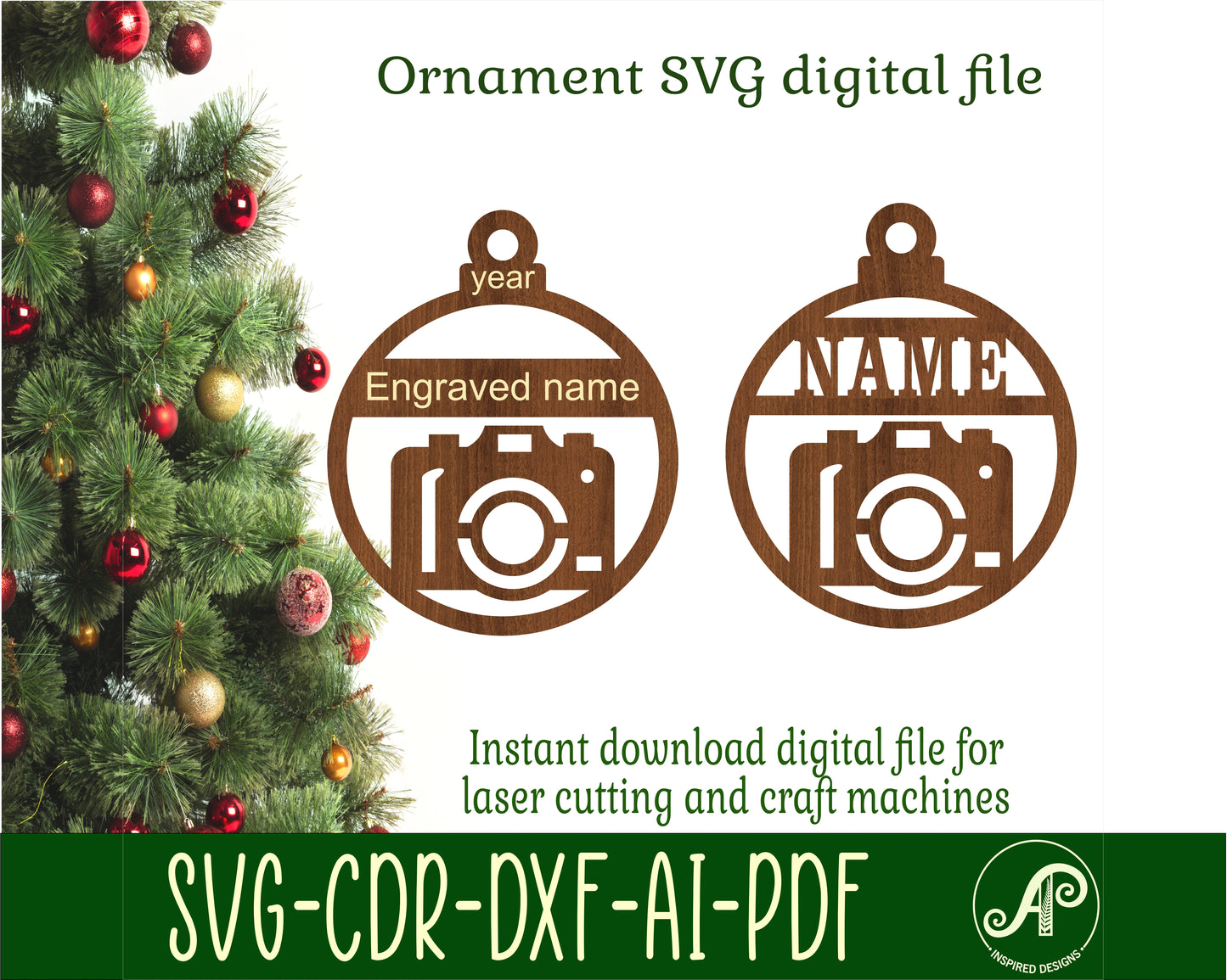 Camera ornament design SVG / DXF / AI / PDF