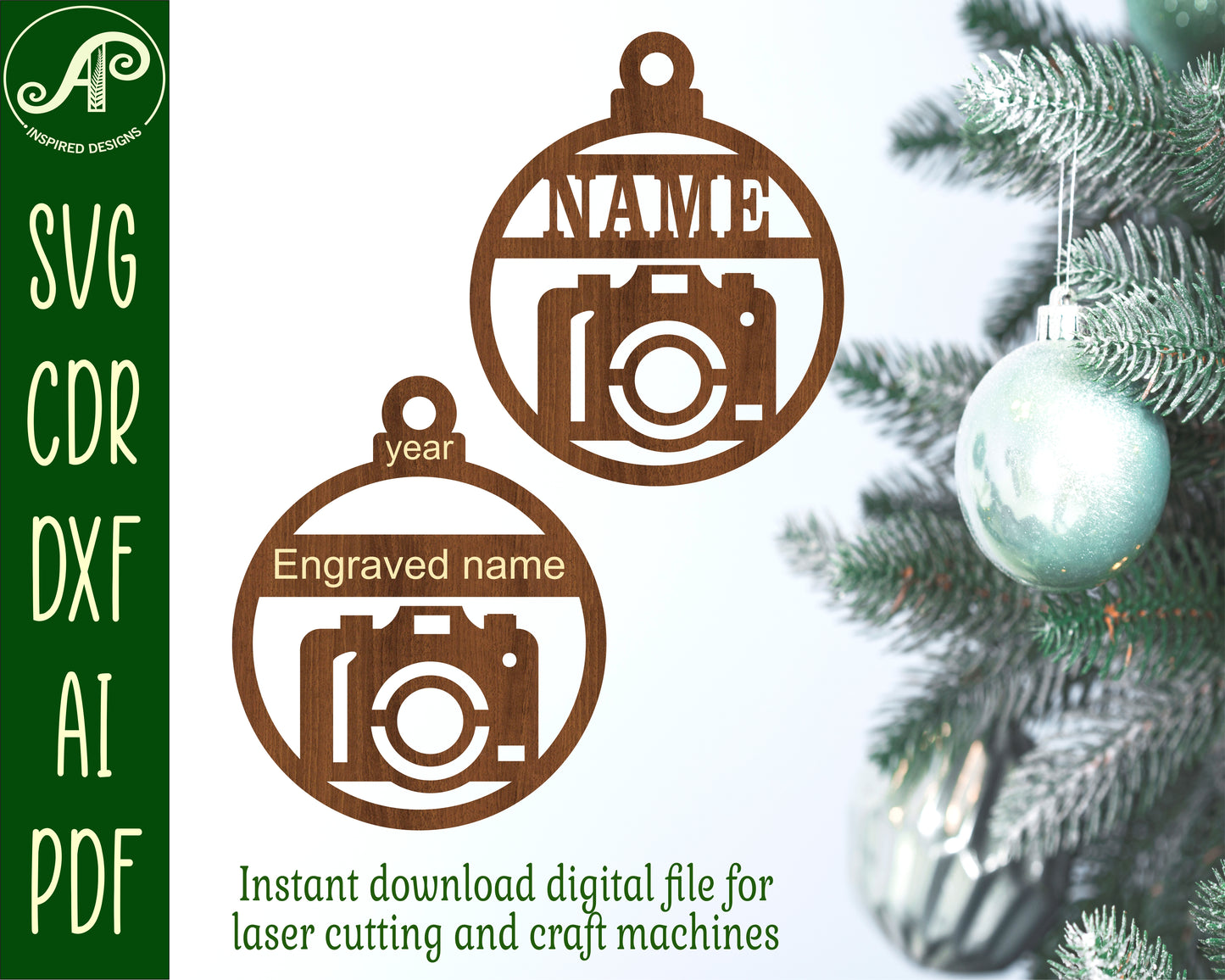 Camera ornament design SVG / DXF / AI / PDF