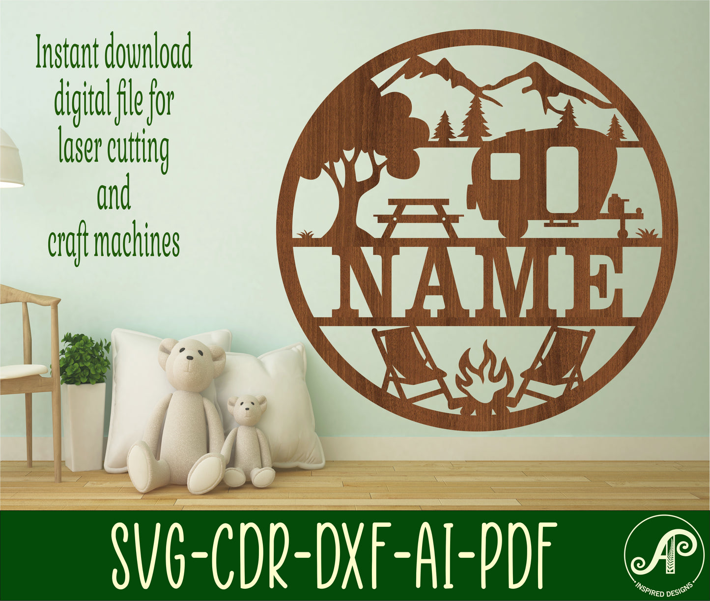 Caravan name wall sign. SVG / DXF / AI / PDF / CDR