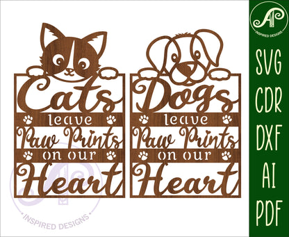 Cat and Dog wall sign designs SVG / DXF / AI / PDF / CDR