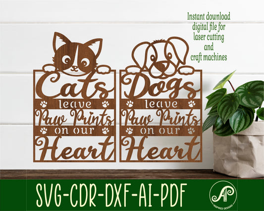 Cat and Dog wall sign designs SVG / DXF / AI / PDF / CDR