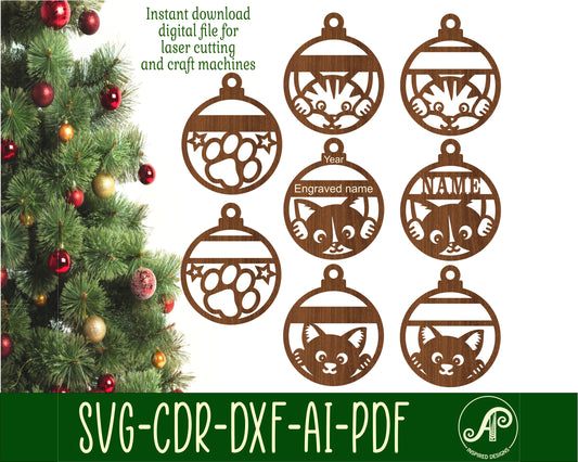 Cat ornament designs SVG / DXF / AI / PDF