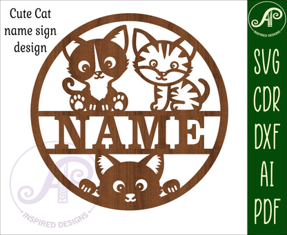 Cats name wall sign. SVG / DXF / AI / PDF / CDR