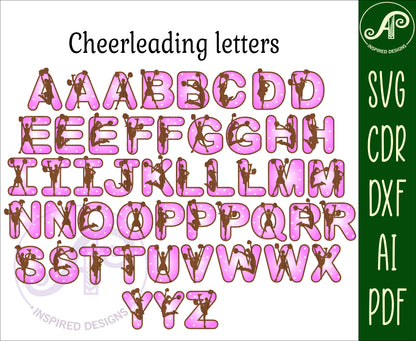 Cheerleading alphabet letter set. 49 letter options