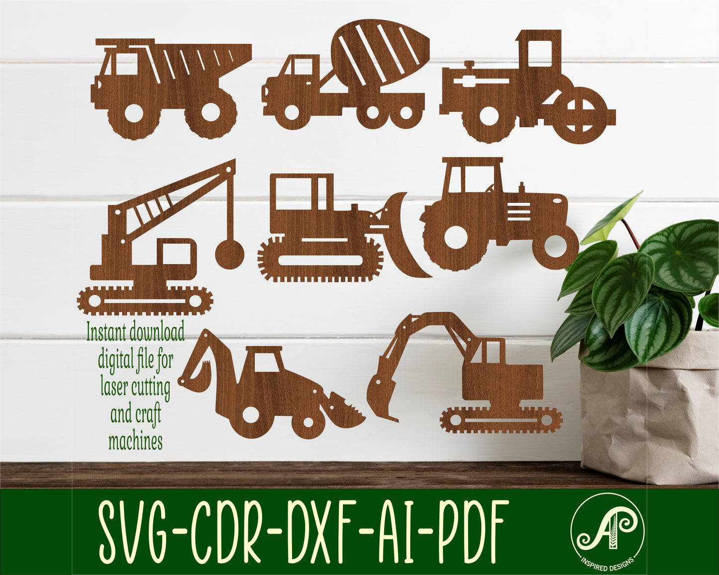 Construction vehicle designs, 8 silhouette shapes