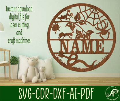 Creepy Crawlies name wall sign. SVG / DXF / AI / PDF / CDR