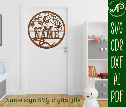 Creepy Crawlies name wall sign. SVG / DXF / AI / PDF / CDR