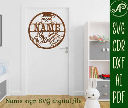 Cute Christmas name wall sign. SVG / DXF / AI / PDF / CDR