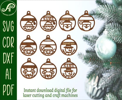 Cute Christmas ornament designs SVG / DXF / AI / PDF