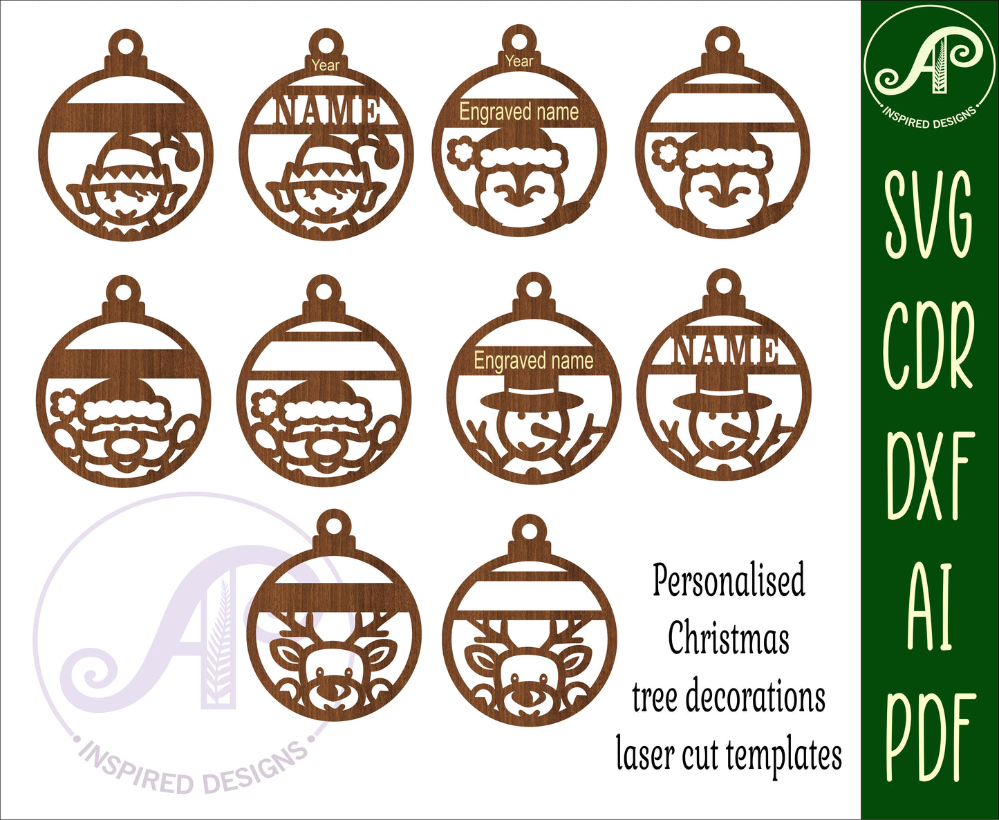 Cute Christmas ornament designs SVG / DXF / AI / PDF