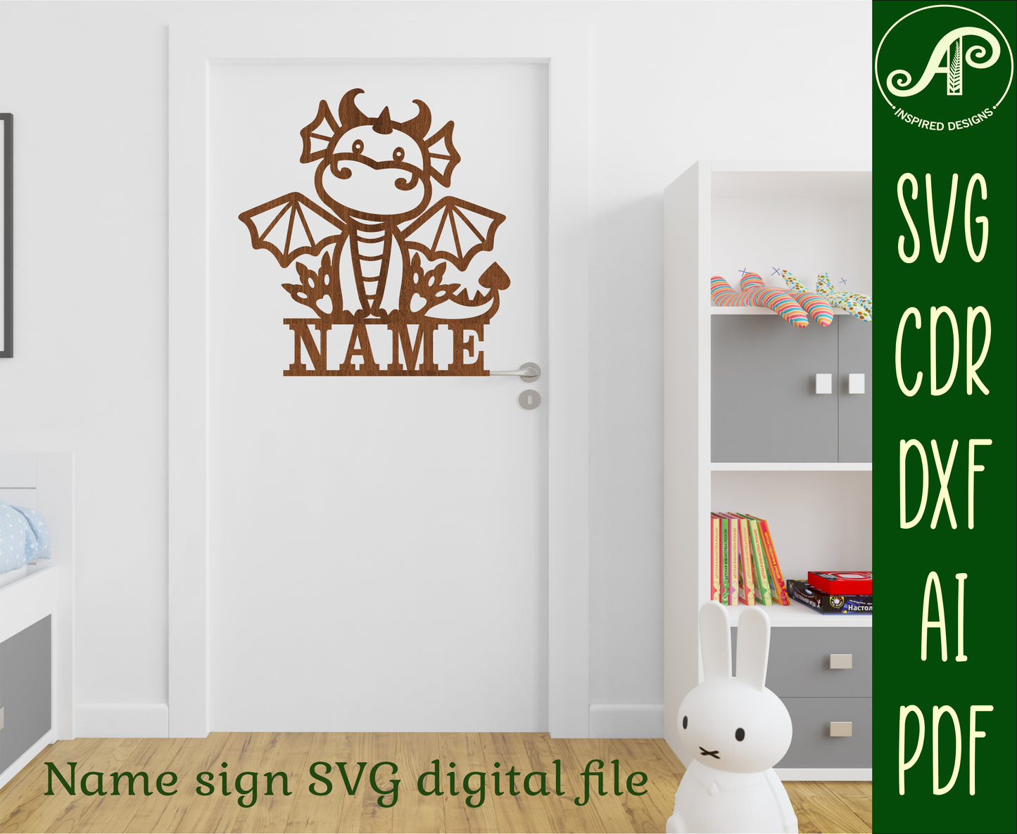 Cute Dragon shape name sign SVG / DXF / AI / PDF / CDR