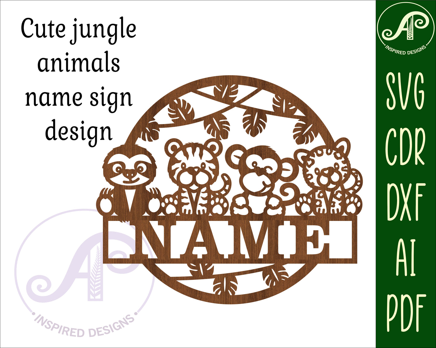 Cute jungle name wall sign. SVG / DXF / AI / PDF / CDR