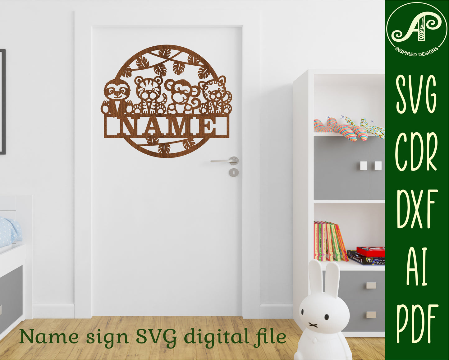 Cute jungle name wall sign. SVG / DXF / AI / PDF / CDR