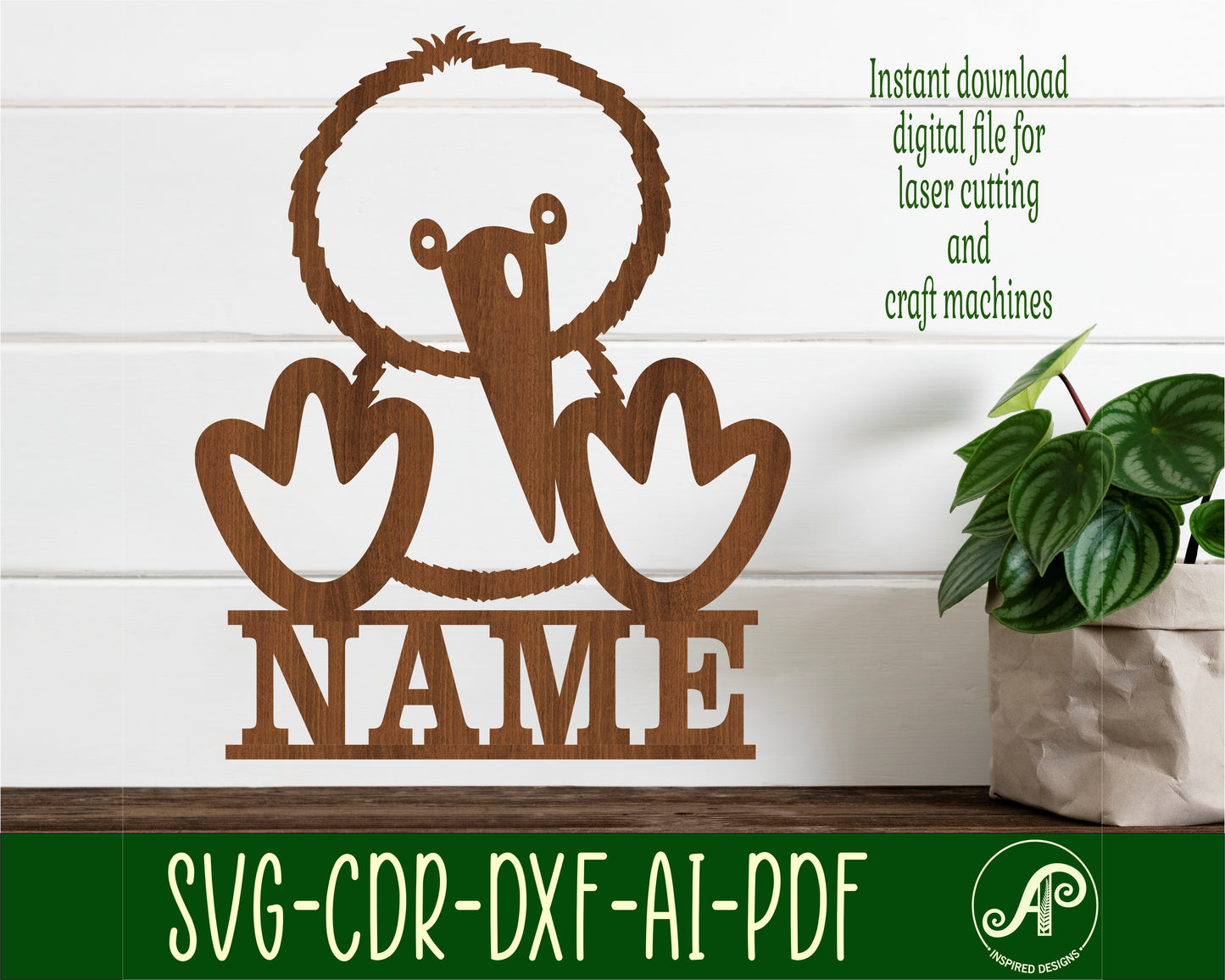 Cute Kiwi shape name sign SVG / DXF / AI / PDF / CDR