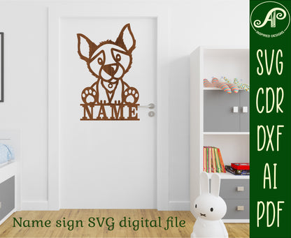 Cute Dog shape name sign SVG / DXF / AI / PDF / CDR